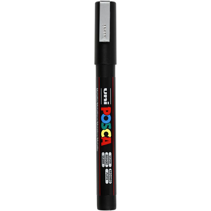 Pennarello Posca, dim. PC-3M, ampiezza tratto 0,9-1,3 mm, fine, argento, 1 pz
