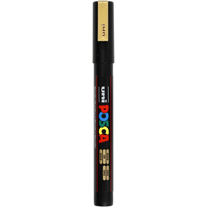 Pennarello Posca, dim. PC-3M, ampiezza tratto 0,9-1,3 mm, fine, oro, 1 pz