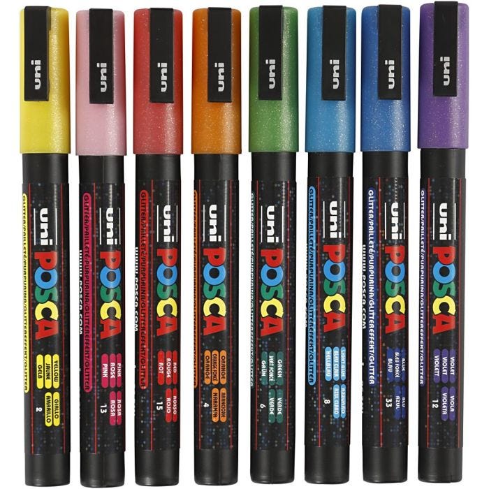 Pennarello Posca, dim. PC-3ML, ampiezza tratto 0,9-1,3 mm, colori brillanti, 8 pz/ 1 conf.