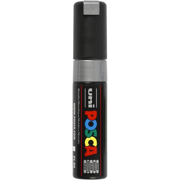 Pennarello Posca, dim. PC-8K, ampiezza tratto 8 mm, broad, argento, 1 pz