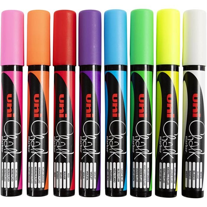 Chalk Pen, ampiezza tratto 1,8-2,5 mm, 8 pz/ 1 conf.