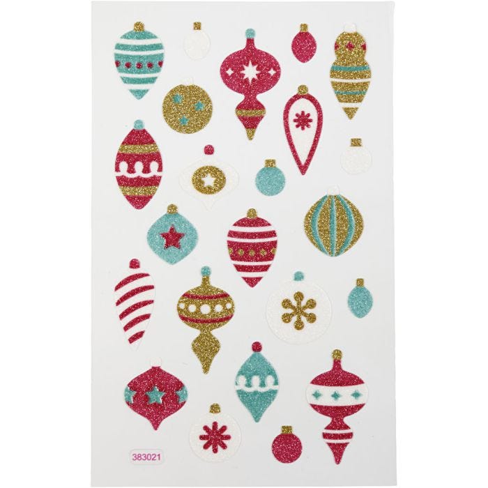 Adesivi glitterati, Decorazioni natalizie, foglio 10x16 cm, 1 fgl.