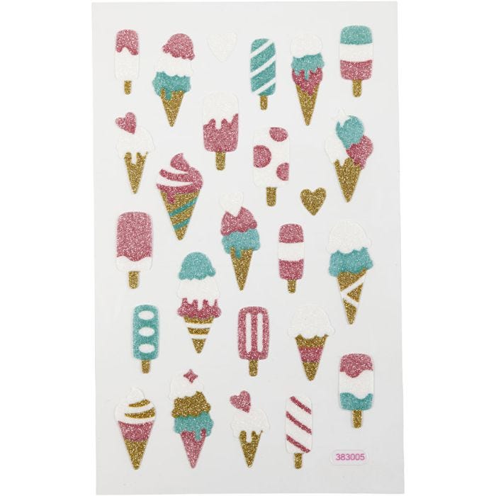 Adesivi glitterati, Gelato, foglio 10x16 cm, 1 fgl.