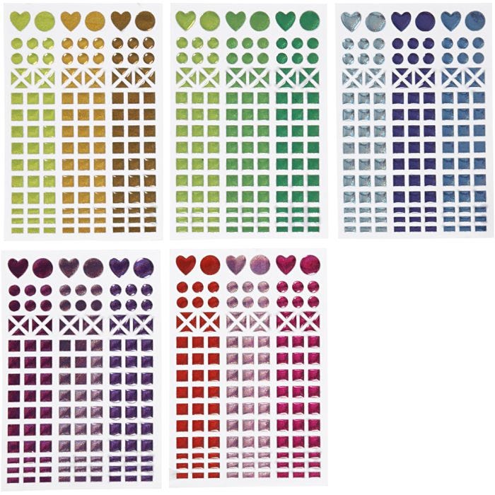 Stickers mosaico, diam 8-14 mm, foglio 11x16,5 cm, colori asst., 10 fgl./ 1 conf.