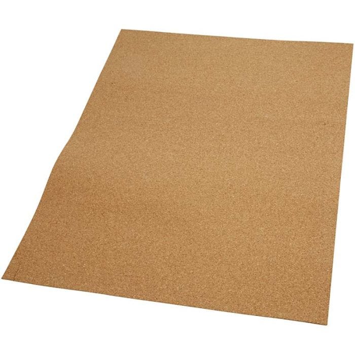 Fogli di sughero, misura 35x45 cm, spess. 2 mm, 4 pz/ 1 conf.