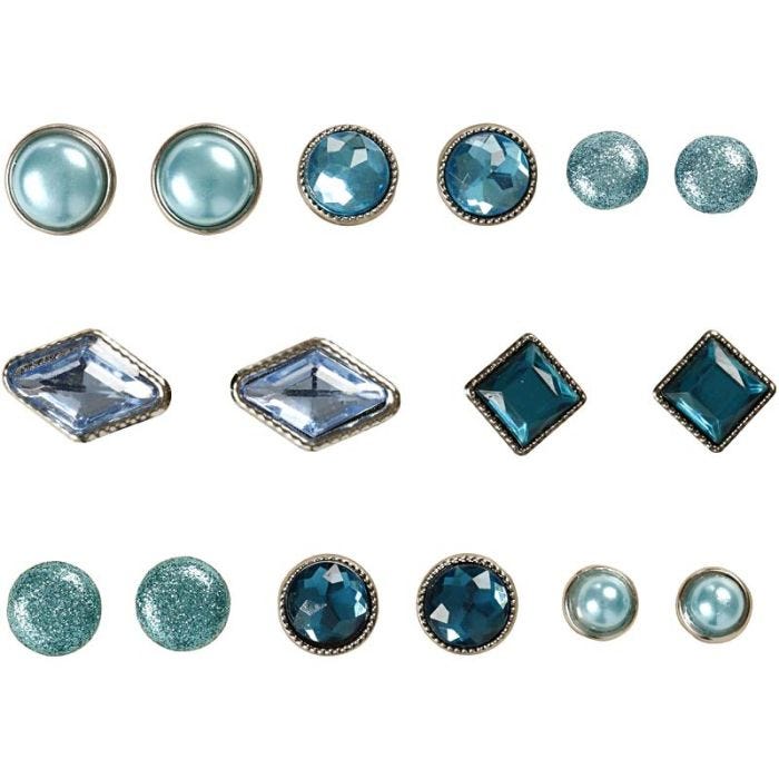 Rivetti decorativi, misura 8-18 mm, blu, 16 pz/ 1 conf.