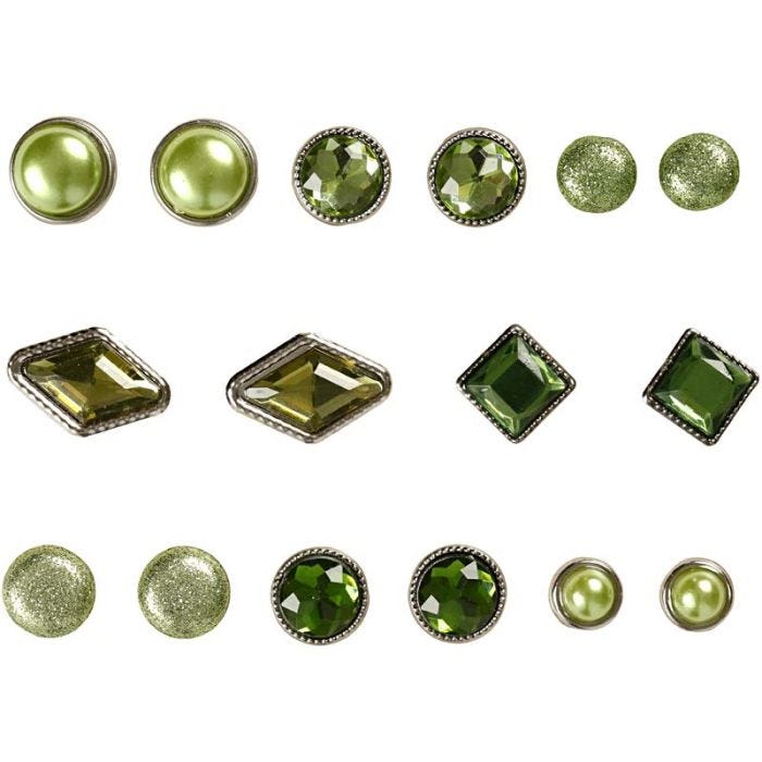 Rivetti decorativi, misura 8-18 mm, verde, 16 pz/ 1 conf.