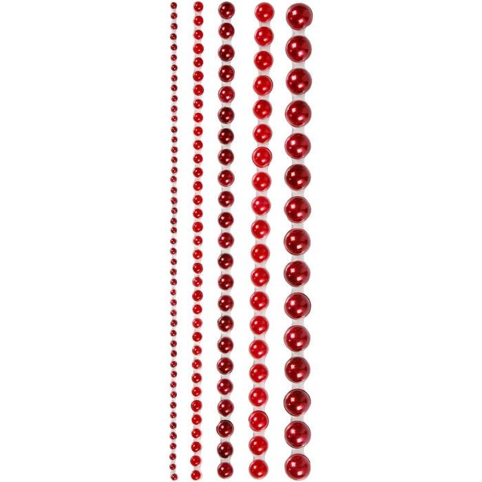 Mezze perle, misura 2-8 mm, rosso, 140 pz/ 1 conf.