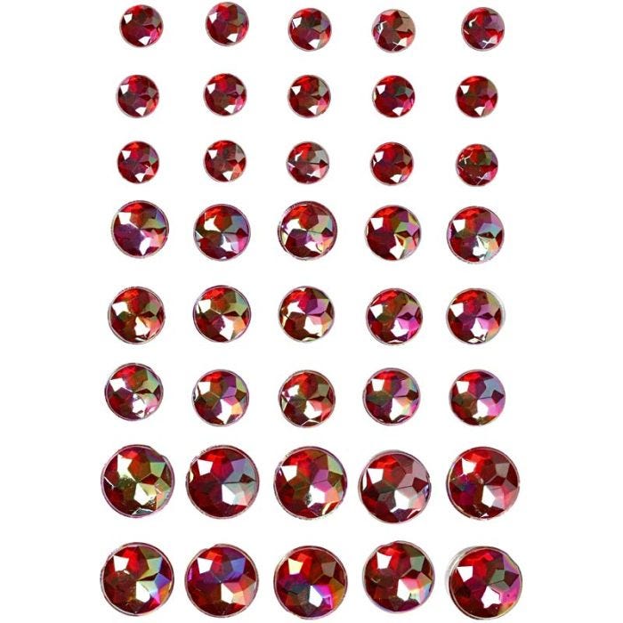 Diamanti sintetici, misura 6+8+10 mm, rosso, 40 pz/ 1 conf.