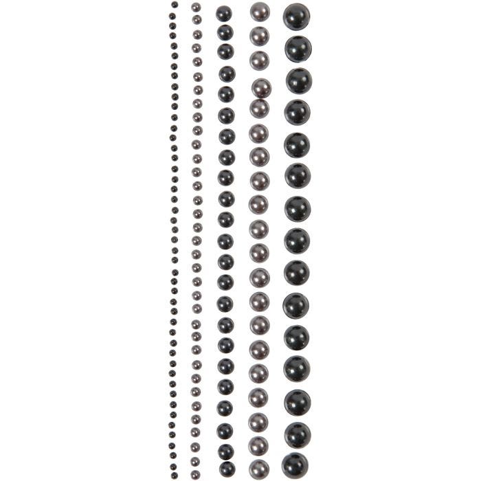 Mezze perle, misura 2-8 mm, nero, antracite, 140 pz/ 1 conf.