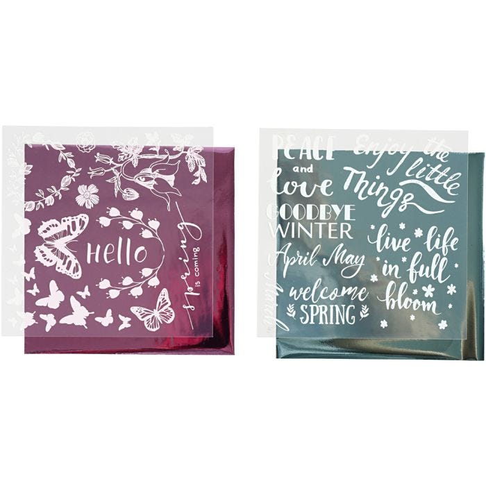 Deco Foil e fogli trasferibili, primavera, foglio 15x15 cm, azzurro, rosa, 2x2 fgl./ 1 conf.