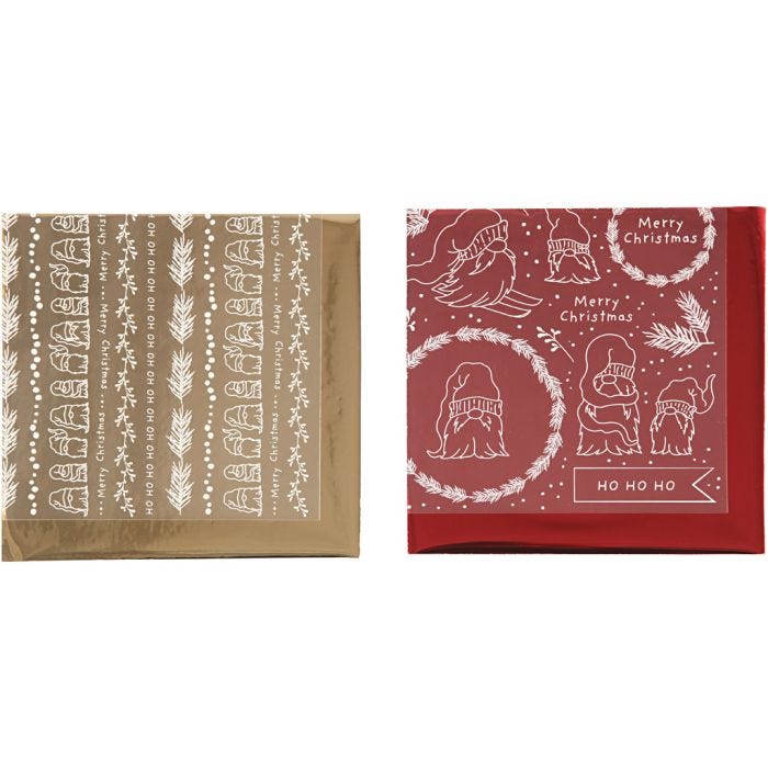 Deco Foil e fogli trasferibili, Natale tradizionale, foglio 15x15 cm, oro, rosso, 2x2 fgl./ 1 conf.