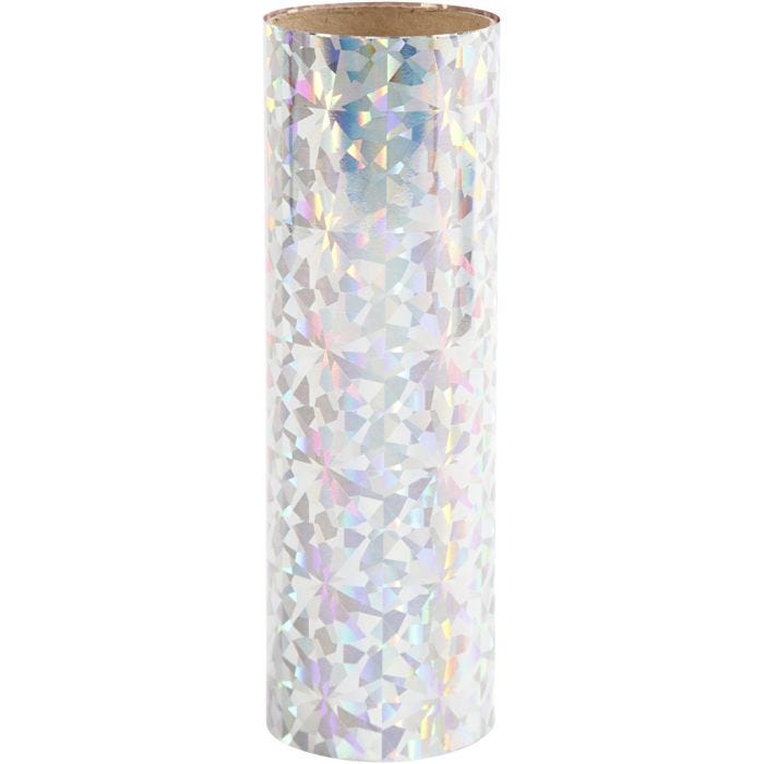 Pellicola decorativa, L: 15,5 cm, spess. 0,02 mm, argento, 50 cm/ 1 rot.