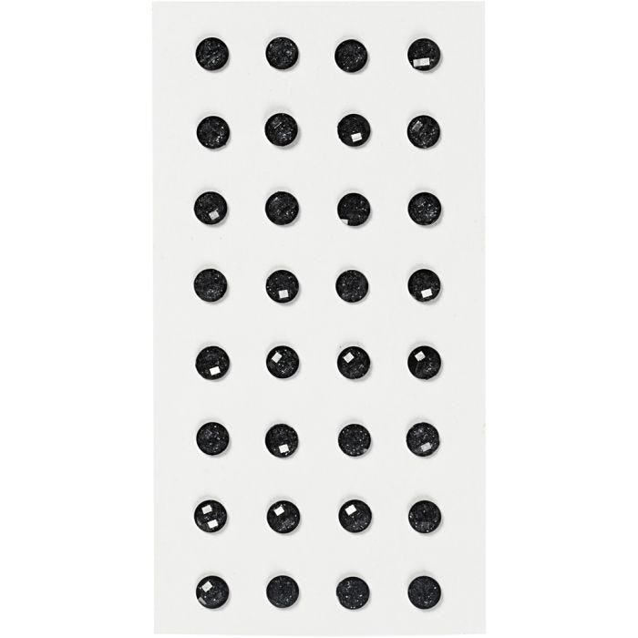 Brillantini, diam 8 mm, nero, 32 pz/ 1 conf.
