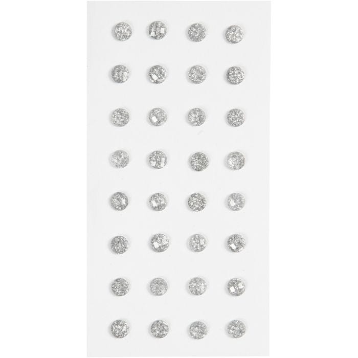 Brillantini, diam 8 mm, argento, 32 pz/ 1 conf.