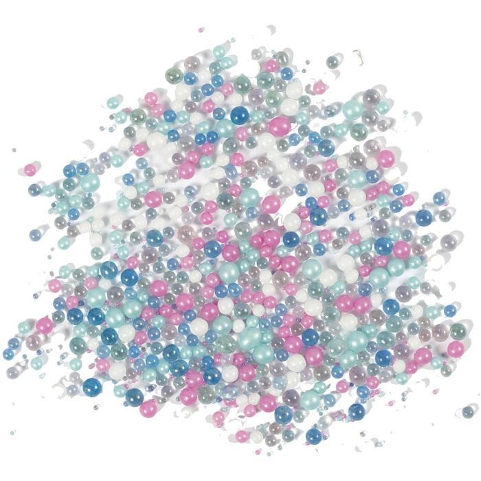 Mini Perle in Vetro, misura 0,6-0,8+1,5-2+3 mm, colori pastello, 600 g/ 1 vasch.