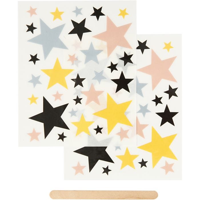 Sticker da Strofinare, stelle, foglio 12,2x15,3 cm, 1 conf.