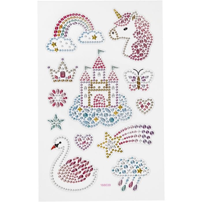 Stickers diamanti, mondo unicorno, foglio 10x16 cm, 1 fgl.