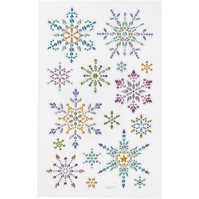 Stickers diamanti, fiocchi di neve, foglio 10x16 cm, 1 fgl.
