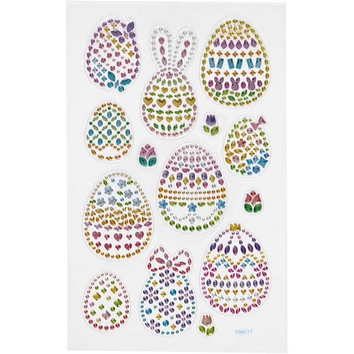 Stickers diamanti, uova di Pasqua, foglio 10x16 cm, 1 fgl.