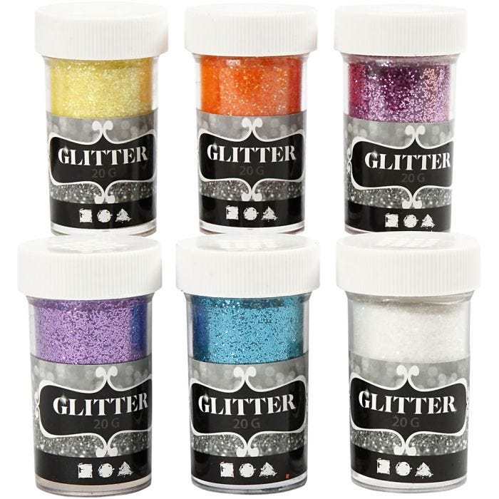 Glitter, colori asst., 6x20 g/ 1 conf.