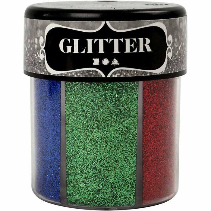 Glitter, colori asst., 6x13 g/ 1 vasch.