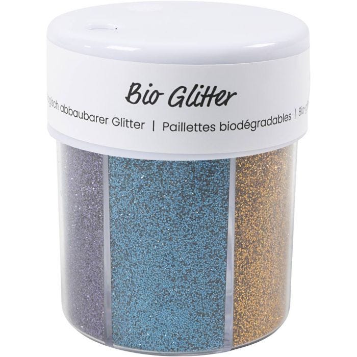 Brillantini bio, colori asst., 6x28 ml/ 1 vasch.