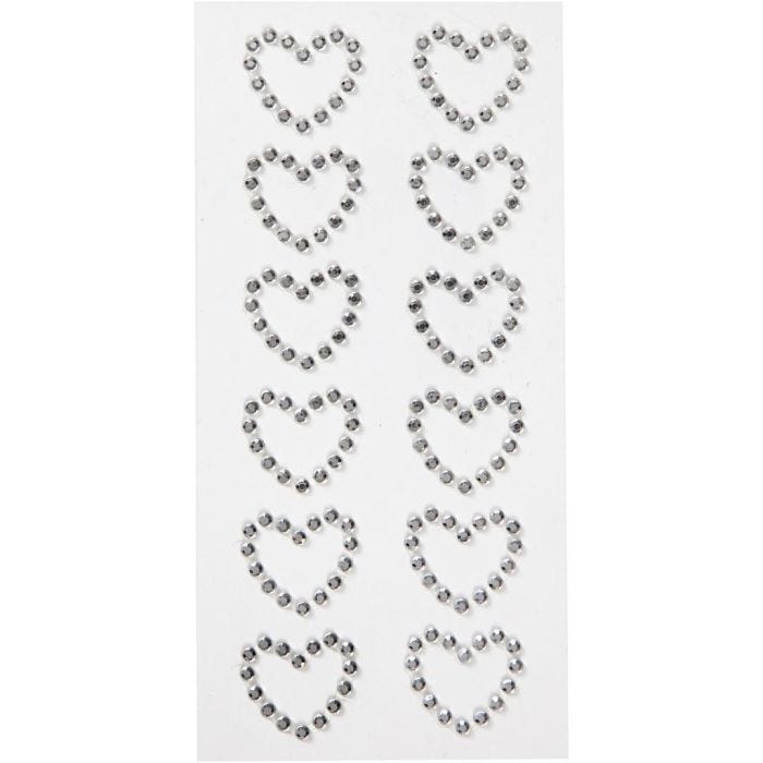 Cuori di diamanti sintetici, misura 23x21 mm, argento, 12 pz/ 1 conf.