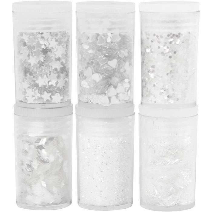 Glitter e Strass, bianco, 6x5 g/ 1 conf.
