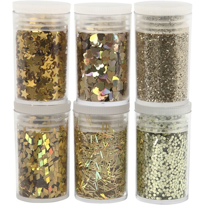 Glitter e Strass, oro, 6x5 g/ 1 conf.