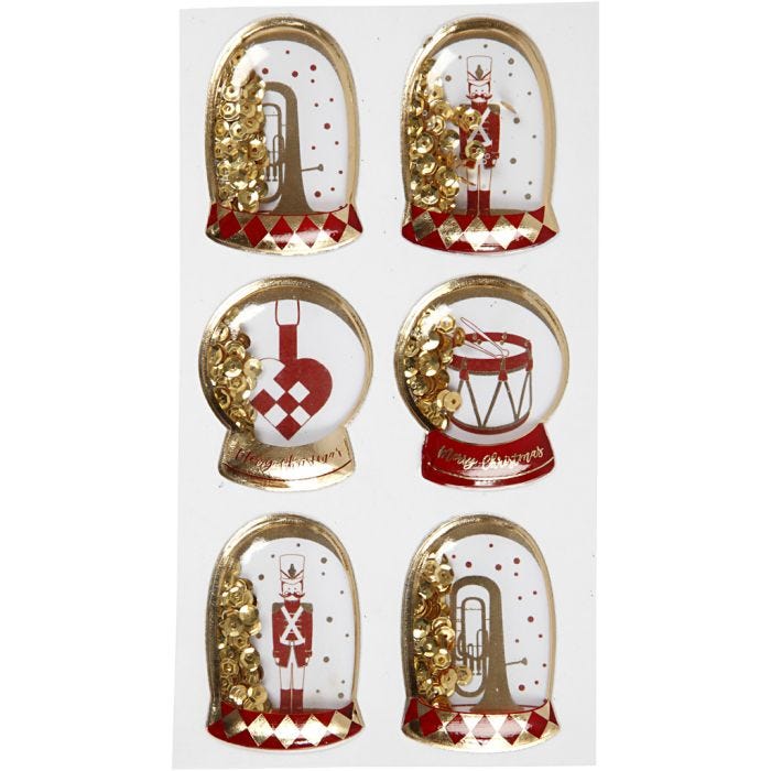 Shaker stickers , schiaccianoci, misura 49x32+45x36 mm, oro, 6 pz/ 1 conf.