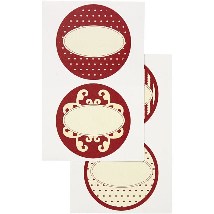 Adesivi, diam 6,5 cm, foglio 9x14 cm, 4 fgl. asst./ 1 conf.