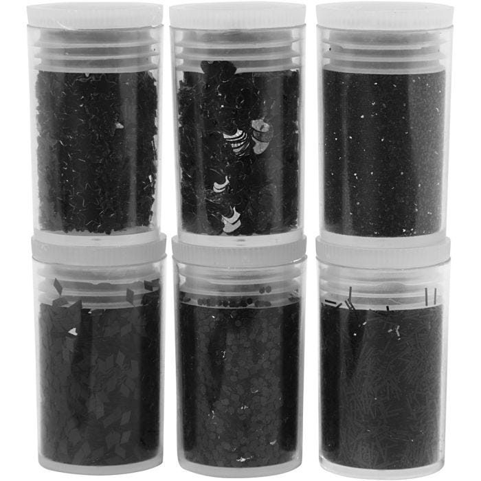 Glitter e Strass, nero, 6x5 g/ 1 conf.