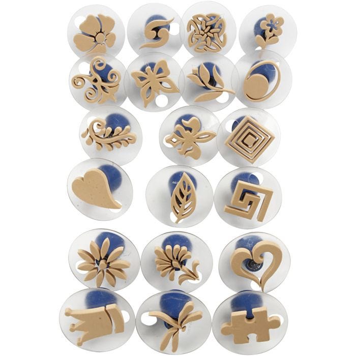 Timbri di gomma con manico, misura 3-6 cm, 20 pz/ 1 conf.