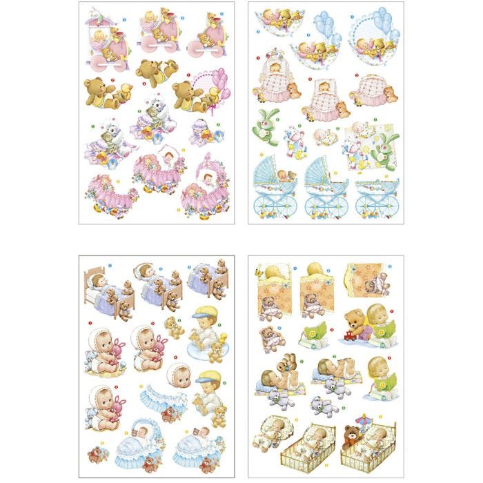 Motivi decoupage 3D, baby, foglio 21x30 cm, 4 fgl./ 1 conf.