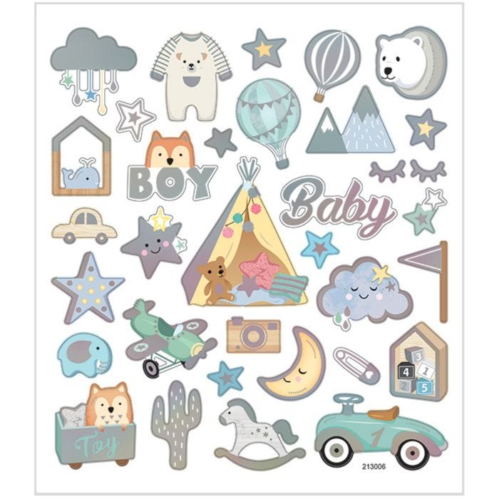 Adesivi, baby boy, foglio 15x16,5 cm, 1 fgl.