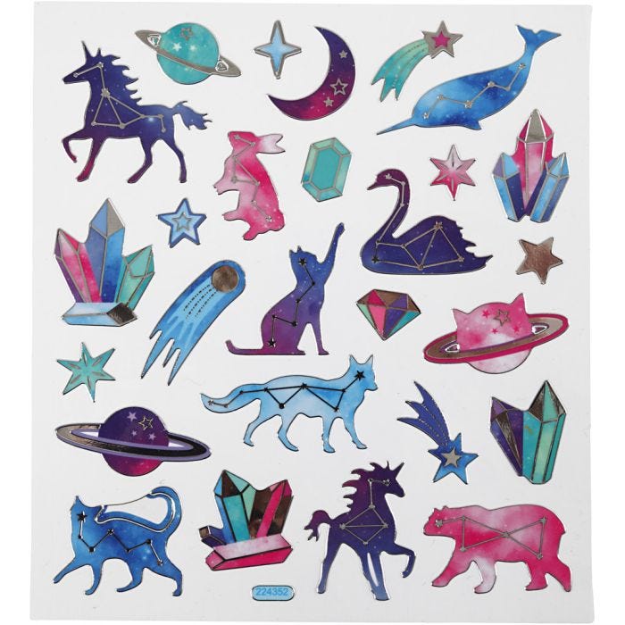 Adesivi, Animali segno zodiacale, foglio 15x16,5 cm, 1 fgl.