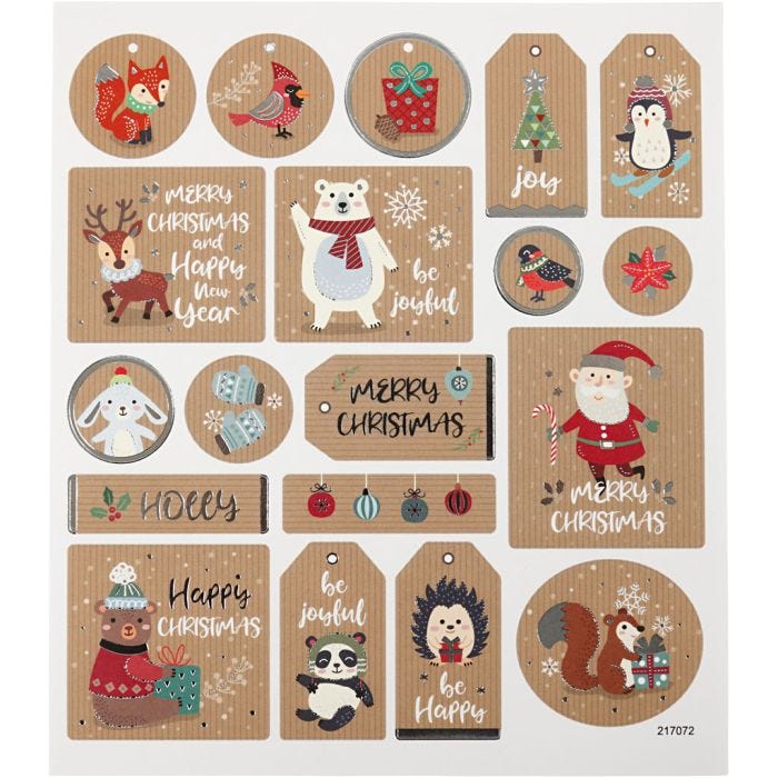 Adesivi, Stickers di Natale, foglio 15x16,5 cm, 1 fgl.