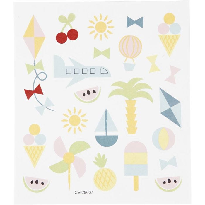 Adesivi, vacanze estive, foglio 15x16,5 cm, 1 fgl.