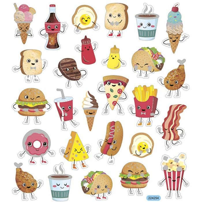 Adesivi, fast food, foglio 15x16,5 cm, 1 fgl.