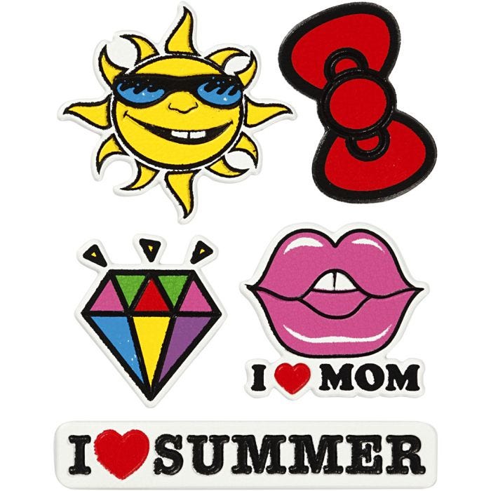 Adesivi morbidi, I Love Mom, foglio 12,2x17,75 cm, 1 fgl.