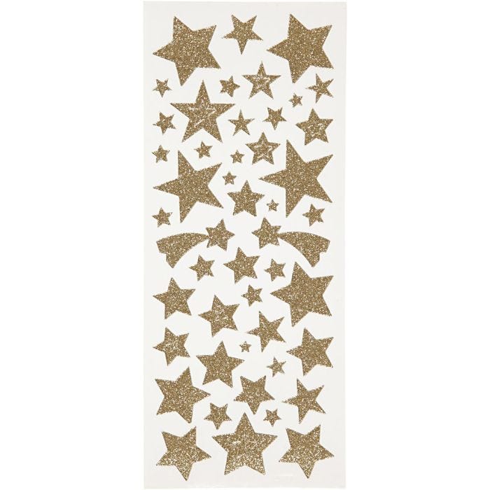Stickers glitter, stelle, foglio 10x24 cm, oro, 2 fgl./ 1 conf.