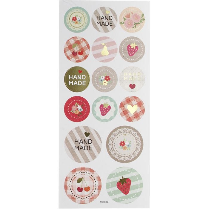Stickers pastelli, handmade, foglio 10x23 cm, 1 fgl.