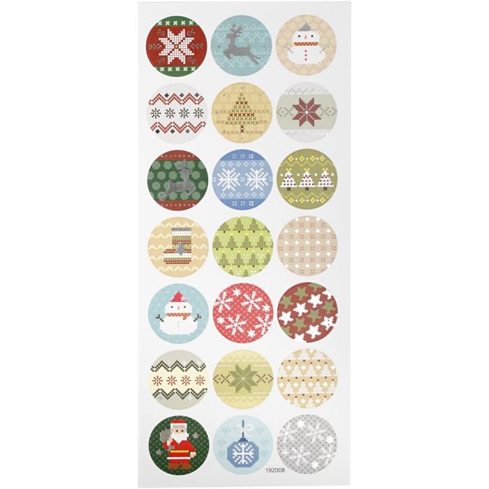 Stickers Natale, ricami natalizi, foglio 10x23 cm, 1 fgl.
