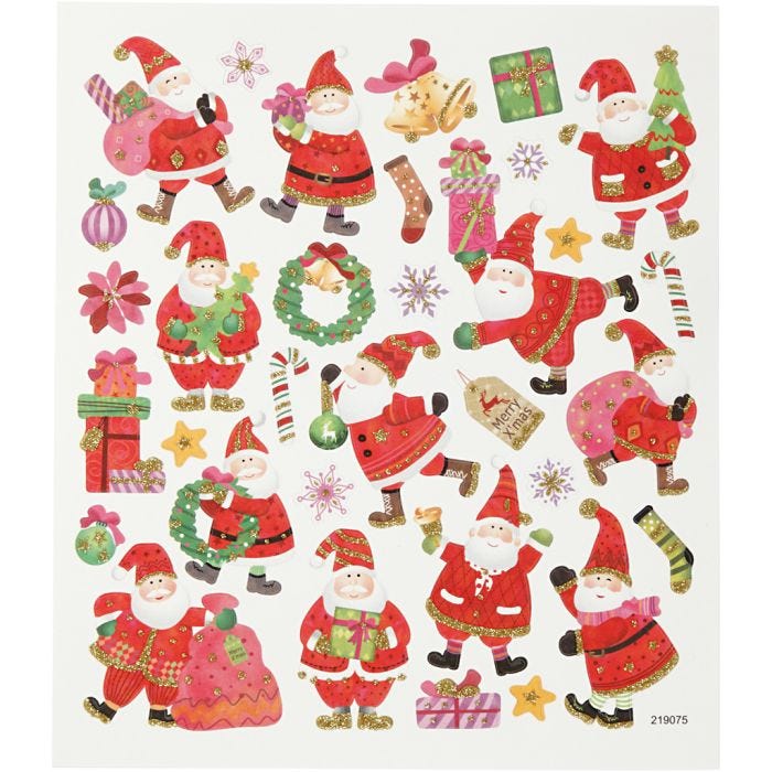 Adesivi, Babbo Natale felice, foglio 15x16,5 cm, 1 fgl.