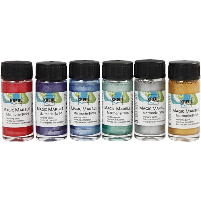 Vernice effetto marmorizzato, colori metallici, 6x20 ml/ 1 conf.