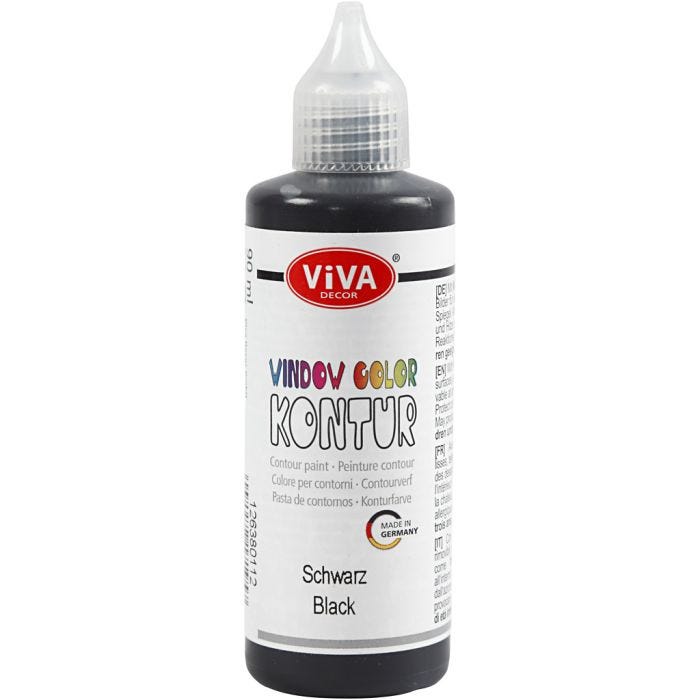 Colore per vetro - contorni, nero, 90 ml/ 1 bott.