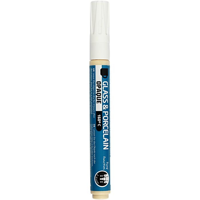 Pennarello per vetro e porcellana, ampiezza tratto 2-4 mm, opaca, bianco, 1 pz
