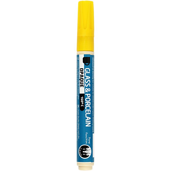 Pennarello per vetro e porcellana, ampiezza tratto 2-4 mm, opaca, giallo, 1 pz