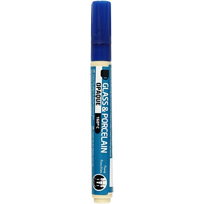 Pennarello per vetro e porcellana, ampiezza tratto 2-4 mm, opaca, blu scuro, 1 pz